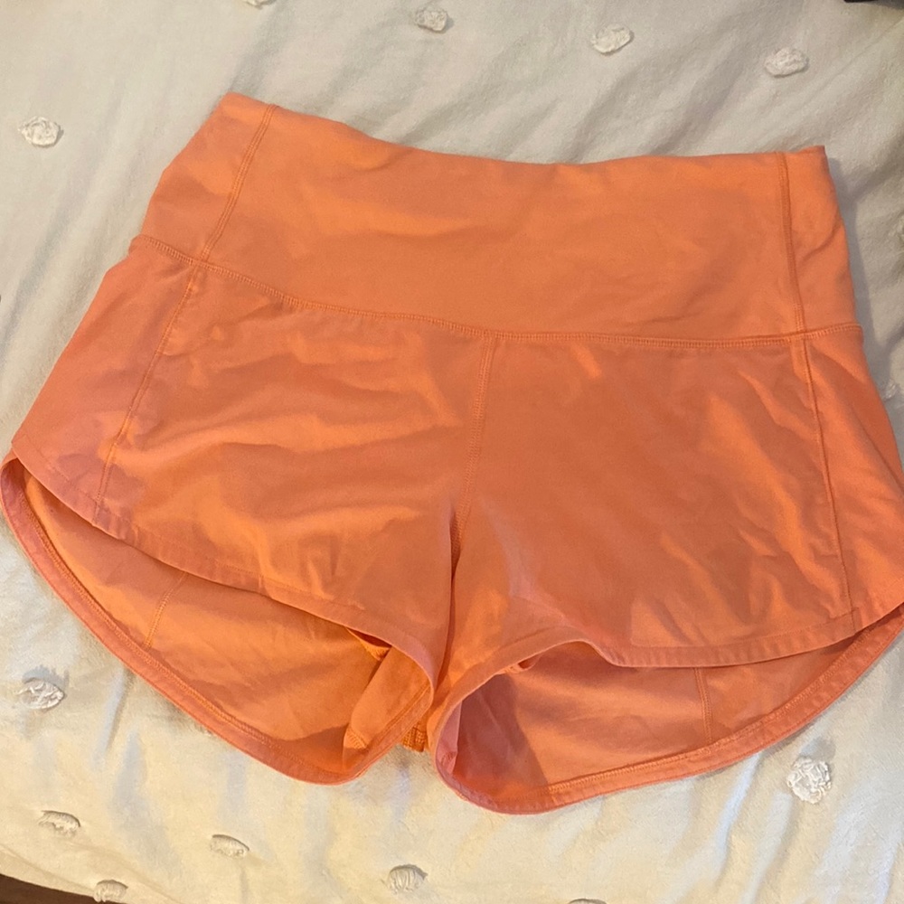 Lululemon Speed Up Shorts Size 4, 2.5” inseam. High rise. Sunny Coral.